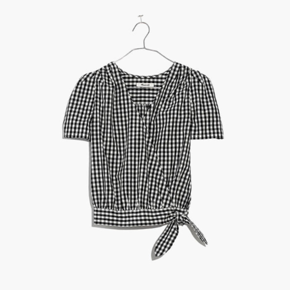 Adorable MADEWELL Short-Sleeve Wrap Top in Gingham - Picture 4 of 7